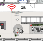 Grundriss für Rezeption und Wartebereich